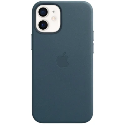 Abbildung von Apple iPhone 12 Mini Hülle MagSafe Echtleder Original Hard Case/Backcover Handyhülle Blau