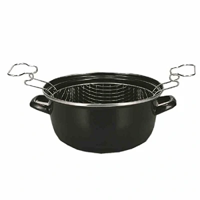 Abbildung von KRÜGER GRAMM medical Pommes Frites Topf, Emaile, Stahl, 24 cm, Schwarz