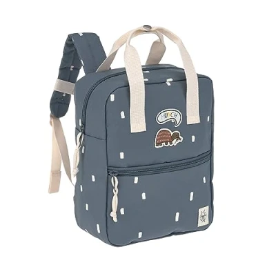 Abbildung von LÄSSIG Kinderrucksack mit Brustgurt Kindergartentasche Kindergartenrucksack 28 cm, 5,5 Liter, 3 Jahre/Mini Square Backpack Happy Prints Dunkelblau