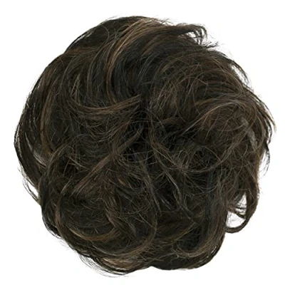 Abbildung von CAISHA 100% ECHTHAAR Haargummi Haarteil Haarverdichtung Zopf Haarband Haarschmuck Dunkelbraun Mix H312i