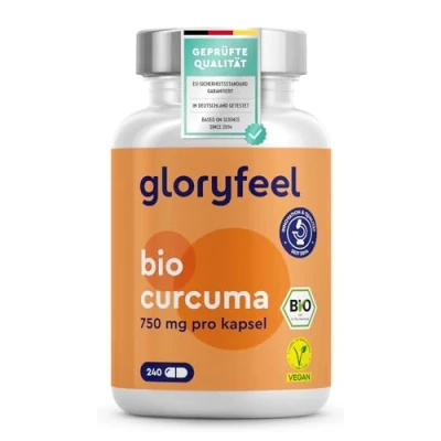 Abbildung von Bio Curcuma + Schwarzer Pfeffer 240 Kapseln 4500mg Kurkuma Pulver (750mg pro Kapsel) zertifiziert mit Curcumin, Piperin Laborgeprüft, ohne Zusätze