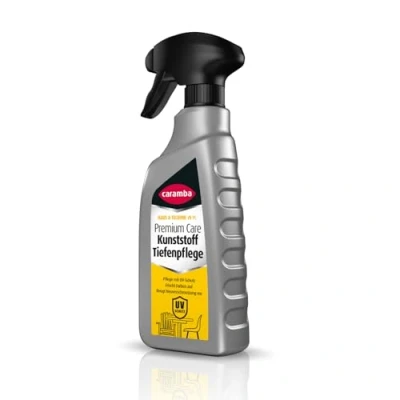 Abbildung von Caramba Premium Care Kunststoff Tiefenpflege Pflege und Schutz für alle Kunststoffflächen farbauffrischender Kunststoffreiniger Innen Außenbereiche 1 x 500 ml