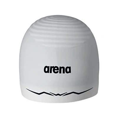 Abbildung von arena Aquaforce Wave Wrinkle Free Unisex Racing Silikon Badekappe für Damen und Herren Wettkampfschwimmen oder Training Schwimmausrüstung, Weiß, Größe M