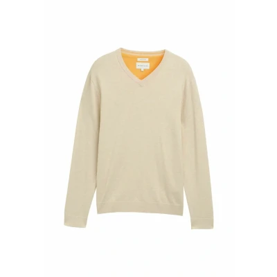 Abbildung von TOM TAILOR V Ausschnitt Pullover, mit kleiner Logo Stickerei