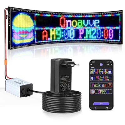 Abbildung von Qnoavve Doppelreihe riesig hell Programmierbares LED Werbeschild, flexibles 24 V/2 A digitales Scroll Lichtschild, individuelles Anzeige Bluetooth APP Steuerung für Laden Hotel Festival