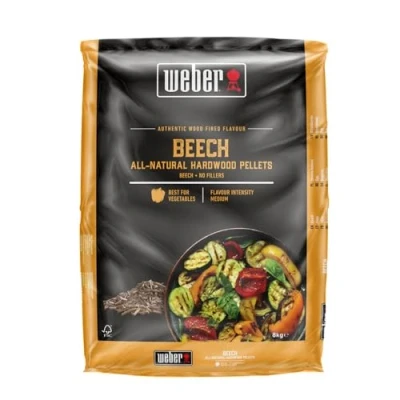 Abbildung von Weber Holzpellets Buchenholz (8kg), perfekt zum Räuchern von Gemüse, 100% natürliche Holzpellets, passend für alle Pellet Grills (3401054), Braun