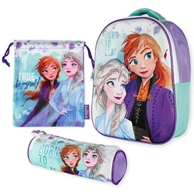 Abbildung von Kindergartenrucksack Jungen 3D, Turnbeutel Kinder und Stiftebox Frozen Rucksack für Mädchen Schulmaterial Zurück Zur Schule Mit den Kindern