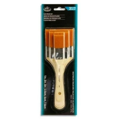 Abbildung von SG Education PR 85154 Flachpinsel Set, 2,5 cm, 5 cm und 7,6 Gold Taklon (3 Stück)