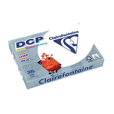 Abbildung von Clairefontaine 3801C Druckerpapier DCP Premium Kopierpapier für farbintensiven Bilderdruck, DIN A4, 21 x 29,7cm, 300g, 1 Ries mit 125 Blatt, Weiß