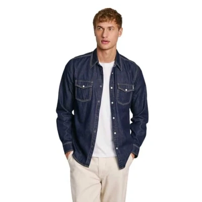 Abbildung von Pepe Jeans Herren Regular Shirt Hemd, Blau (Denim bc3), XL