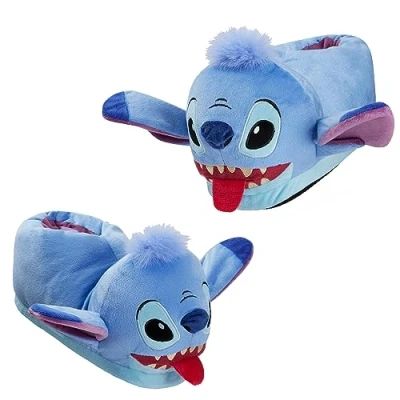 Abbildung von Disney Hausschuhe Damen Stitch 3D, Eeyore 3D und Baby Yoda Plüsch Warme Flauschige Slippers Lustig (Stitch, numeric_37 38)