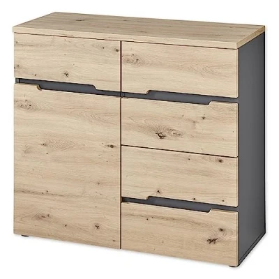 Abbildung von MEMPHIS Kommode in Artisan Eiche Optik, Graphit Moderne mit viel Stauraum 90 x 82 38 cm (B/H/T)