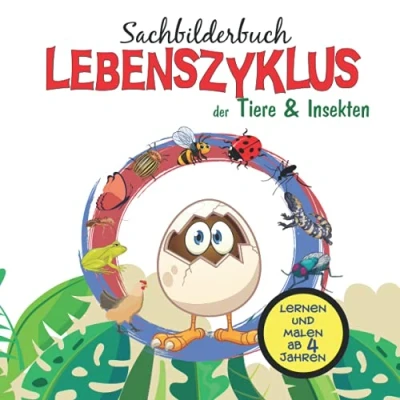 Abbildung von Sachbilderbuch Lebenszyklus der Tiere &amp; Insekten: Aktivitätsbuch für Kinder ab 4 Jahren. Labirynth, Wortsuche, Kreutzworträtsel, finde den ... Kindergarten, Schule und ZuhauseKangu