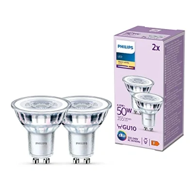 Abbildung von Philips Classic LED GU10 Lampe, 50W, klar, warmweiß, nicht dimmbar, Doppelpack
