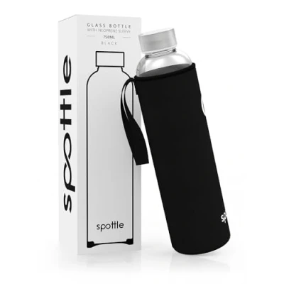 Abbildung von spottle® Glasflasche 750 ml mit Neoprenhülle SCHWARZ