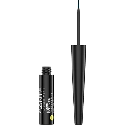 Abbildung von SANTE Naturkosmetik Liquid Eyeliner 03 Marine, mit wertvollem Bio Rizinusöl, veganer Kajal präziser Spitze, langanhaltende Formel für einen ausdrucksstarken Blick, dunkelblau, 3,5ml