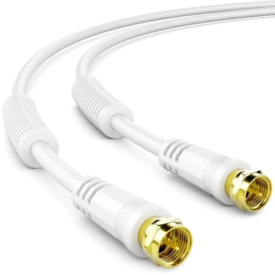 Abbildung von deleyCON 1m SAT TV Antennenkabel Koaxial Kabel HDTV 4 fach Schirmung DVB S S2 Radio DAB Mantelstromfilter Ferritkern Weiß