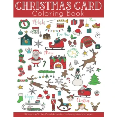 Abbildung von Christmas Card coloring Book: 32 Cards to &quot;cut out&quot; and decorate. themed activities for adults kids. Great gift suitable all ages skills.
