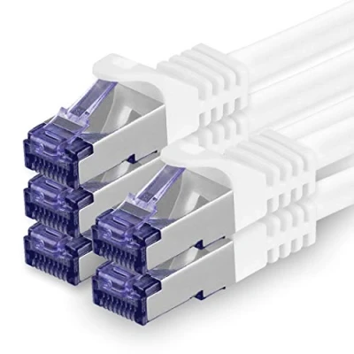 Abbildung von 1aTTack.de Cat.7 Netzwerkkabel 5m Weiß 5 Stück Cat7 Patchkabel (SFTP/PIMF/LSZH) Rohkabel 10 Gb/s mit Rj 45 Stecker Cat.6a x Meter