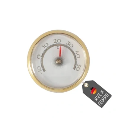 Abbildung von Lantelme Kühlschrankthermometer Selbstklebend Temperaturanzeige 10C bis 50C Justierbar Ø 5,2cm Farbe Gold Rund Analog Thermometer für Kühlschrank Weinkühlung (1)