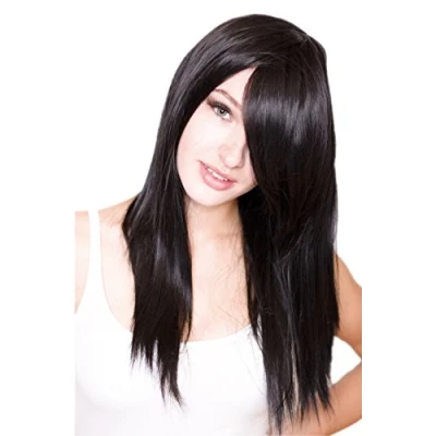 Abbildung von Prettyland Schwarz lange Glatt Perücke final fantasy Tifa Lockhart Rinoa Heartilly C994