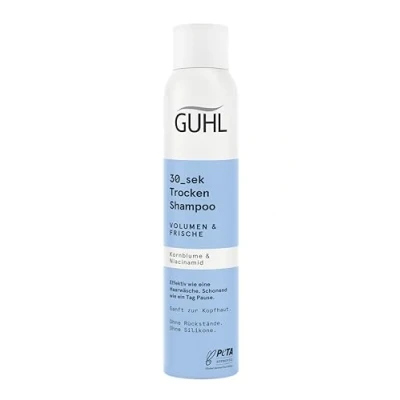 Abbildung von Guhl 30 sek Trockenshampoo Volumen &amp; Frische Inhalt: 200 ml Niacinamid Kornblume Effektiv wie eine Haarwäsche Schonend ein Tag Pause Ohne Rückstände Silikone