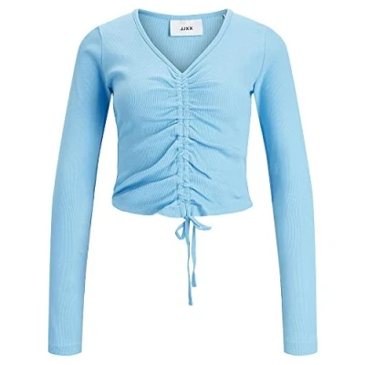 Abbildung von JJXX Fenja STR LS CROP JSR Langarmshirt, Damen, Größe: XS, Aquarius