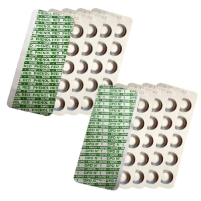Abbildung von harren24 Testtabletten für Schütteltester (Rapid) zur chemischen Wasseranalyse von pH Wert (Phenol red) und freiem Chlor (2 x 50 Stück)