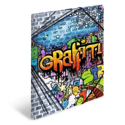 Abbildung von HERMA Sammelmappe A3 Graffiti, Kinder Eckspanner Mappe aus Kunststoff mit Kunst Motiv, Gummizug, Innenklappen und Innendruck für Jungen Mädchen