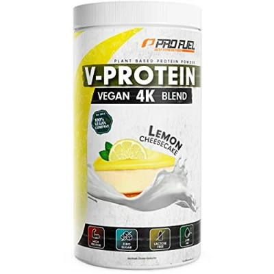 Abbildung von Vegan PROTEIN Pulver ZITRONE KÄSEKUCHEN V 4K Blend, 750g Unglaublich lecker &amp; cremig Aus Sonnenblumen, Soja, Hanfsamen Kürbiskernen Pflanzliches Eiweißpulver mit 80% Eiweiß