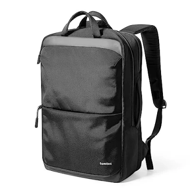 Abbildung von tomtoc 24L Business Laptop Rucksack für 15,6 16 Zoll Computer, Tagesrucksack Professional Backpack Rucksäcke mit Kabel Durchgangstasche Büro, Arbeit, Alltag, Schwarz