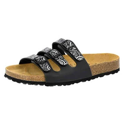 Abbildung von Lico Damen Bioline Flower Pantoletten, Schwarz Silber, 41 EU
