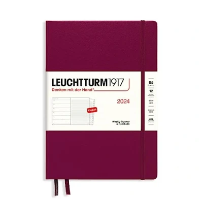 Abbildung von LEUCHTTURM1917 367756 Wochenkalender &amp; Notizbuch Composition (B5) 2024, 12 Monate, Port Red, Englisch