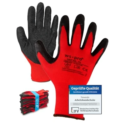 Abbildung von Trevendo Arbeitshandschuhe solide Montagehandschuhe mit Latex Beschichtung Größe 9, 12 Paar