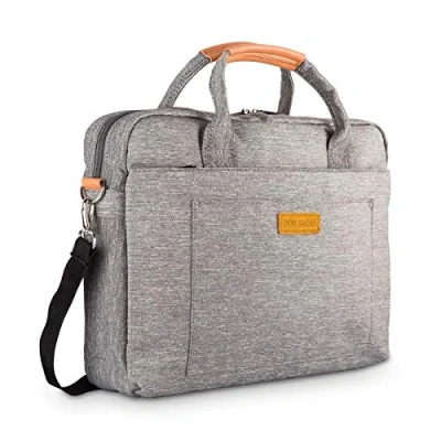 Abbildung von DOB SECHS 15 15.6 Zoll Laptoptasche Aktentaschen Handtasche Tragetasche Schulter Tasche Notebooktasche Laptop Sleeve hülle für bis zu Dell Alienware/MacBook/Lenovo/HP, Grau