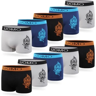 Abbildung von L&amp;K 10er Pack Boxershorts Jungen aus Mikrofaser Größe ab 140/146 bis 176/182 mit Motiv bequem Seamless Kinder Unterhosen 1601 LT