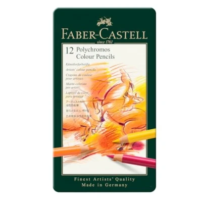 Abbildung von Faber Castell 110012 Künstlerfarbstift Polychromos, 12er Metalletui