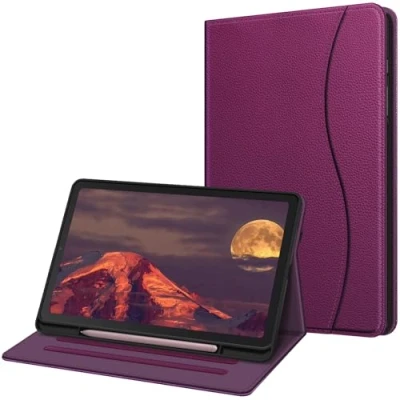 Abbildung von Fintie Hülle für Samsung Galaxy Tab S6 Lite 10.4 2024/2022/2020, Soft TPU Rückseite Gehäuse Schutzhülle mit S Pen Halter und Dokumentschlitze, Lila