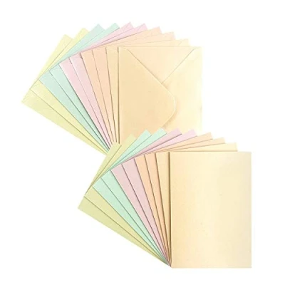 Abbildung von Ideen mit Herz Grußkarten Set Perlmutt Veredelung 10 Karten ca. 250 g/m² + Umschläge 120 In 5 Pastellfarben 11,5 cm x 16,5 (B6)