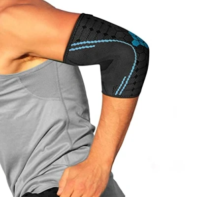 Abbildung von bonmedico Ellenbogenbandage, Tennisarmbandage, Ellenbogenbandage für Damen und Herren 1 Stück, Grau, M
