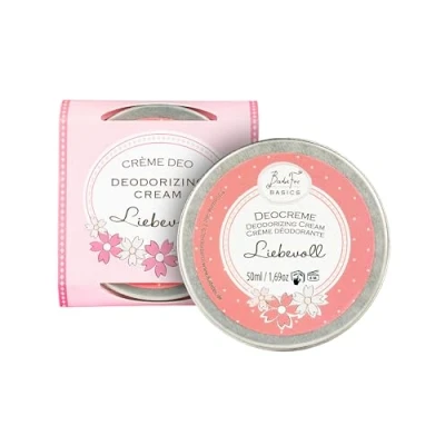 Abbildung von BadeFee Deo Creme Liebevoll vegan (50ml) ohne Aluminium mit Sheabutter, Kokos &amp; Mandelöl sanfte Pflege 24h Schutz vor Schweißgeruch für empfindliche Achseln Duft nach Erdbeere Rhabarber
