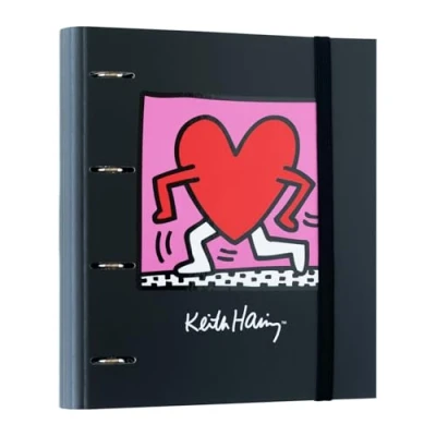 Abbildung von Grupo Erik Ringordner A4 Schmal 4 Ringe Ordner Premium Keith Haring Fanartikel Aktenordner Ringbuch Büro Zubehör Schul