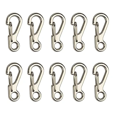 Abbildung von Temlum Aluminium Karabinerhaken, 2,5 cm Mini Karabiner Set, Karabinerhaken mit Schnapp Verschluss, Schlüsselanhänger Haken für Camping, Reisen, Wandern (Silber, 10 Stück)