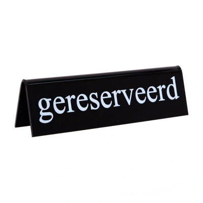 Abbildung von HENDI Tischschild Gereserveerd 13 x 3,5 4 cm Plexiglas schwarz weiß Reserviert Niederländisch, Gastro Tischschilder kaufen