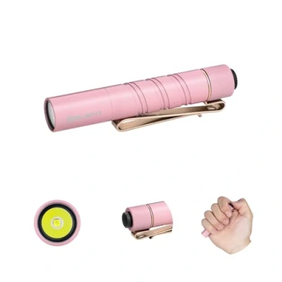 Abbildung von OLIGHT I3T 2 EOS Mini Taschenlampe, 200 Lumen Kompakte Helle Licht mit beidseitigem Taschenclip, Lichtmodi AAA Batterie Taschenlampe Endkappenschalter für Camping Outdoor und Wandern (Rosa)