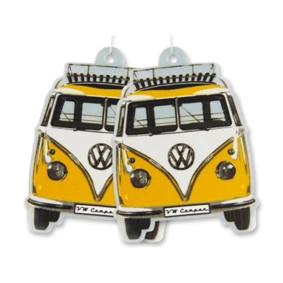 Abbildung von BRISA VW Collection Volkswagen Luft Erfrischer Duft Spender fürs Auto im T1 Bulli Bus Motiv Doppelpack (Bus Front/Citrus/Gelb)