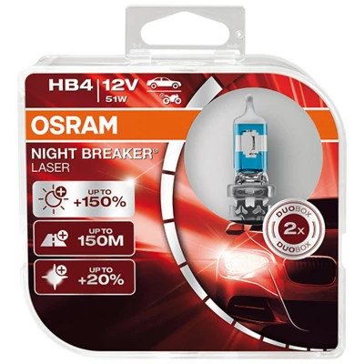 Abbildung von OSRAM NIGHT BREAKER LASER HB4, +150% mehr Helligkeit, Halogen Scheinwerferlampe, 9006NL HCB, 12V PKW, Duo Box (2 Lampen)
