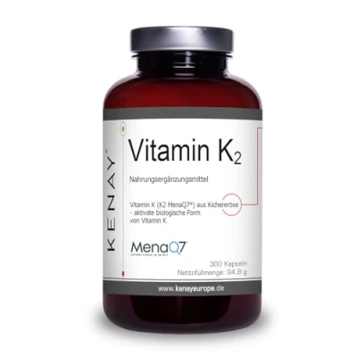 Abbildung von Vitamin K2 MenaQ7 100mcg 300 Kapseln Kenay Europe Nahrungsergänzungsmittel