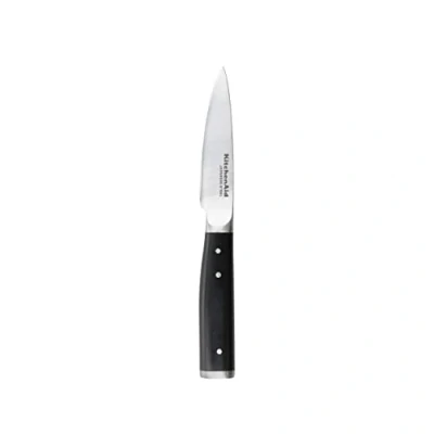 Abbildung von KitchenAid Gourmet Schälmesser, scharfe Klinge aus hochwertigem japanischem Kohlenstoffstahl, Schwarz, 9 cm / 3½ Zoll