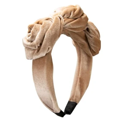 Abbildung von Alpenflüstern Trachten Haarreif Samt Flechtoptik Blüten Damen Haarschmuck rutschfest, Haarband fürs Dirndl (beige braun) ADV146